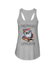 Load image into Gallery viewer, Cute Owl Read Books And Drink Coffee Funny T-Shirt Ladies Flowy Tank