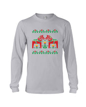 Load image into Gallery viewer, Swedish Dala Horse Gift White T-Shirt Unisex Long Sleeve