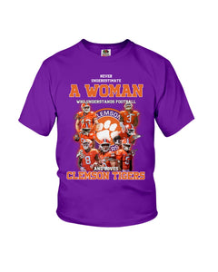 A Woman Loves Clemson Tigers Gift For Fans T-Shirt Youth Tee