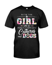 Load image into Gallery viewer, A Girl Who Is Happy With Cameras And Dogs Gift For Dog Lovers T-Shirt Unisex Long Sleeve