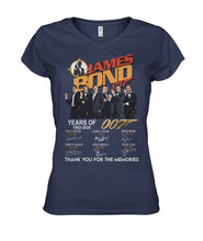 Load image into Gallery viewer, James Bond Anniversary Autograph 1962-2020 T-Shirt Ladies V-Neck