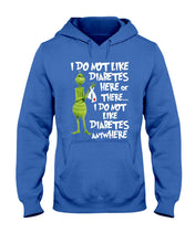 Load image into Gallery viewer, Grinch Funny Quote Don't Like Diabetes Christmas Tee Hoodie
