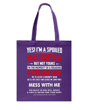 Load image into Gallery viewer, Gift For Spoiled Daughter Funny Quote Basketweave Tote Bag
