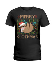 Load image into Gallery viewer, Merry Slothmas Christmas Gift For Kids Family Gift T-Shirt Ladies Tee