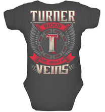 Load image into Gallery viewer, Turner Blood Runs Through Veins Black Quote Name T-Shirt Baby Onesie