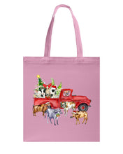 Load image into Gallery viewer, Merry Christmas In Town Cow Lovers Gift For Farmers Basketweave Tote Bag