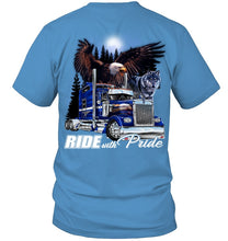 Load image into Gallery viewer, Ride With Pride Wolf Truck Black T-Shirt Guys Tee