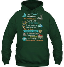 Load image into Gallery viewer, Crocheting Everywhere Black Quote T-Shirt Hoodie