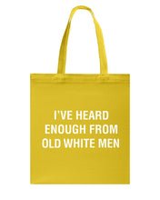 Load image into Gallery viewer, Old White Men Black Quote T-Shirt Basketweave Tote Bag