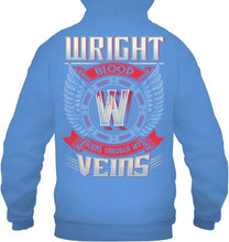 Load image into Gallery viewer, Wright Blood Runs Through Veins Black Quote Name T-Shirt Hoodie
