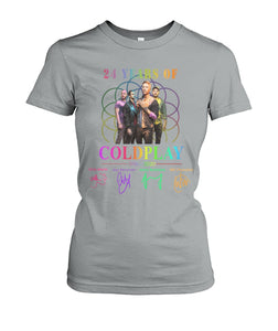 24 Years Of Coldplay Black T-Shirt Ladies Tee