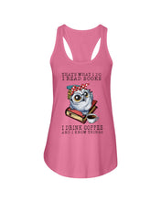 Load image into Gallery viewer, Cute Owl Read Books And Drink Coffee Funny T-Shirt Ladies Flowy Tank