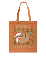 Load image into Gallery viewer, Merry Slothmas Christmas Gift For Kids Family Gift T-Shirt Basketweave Tote Bag