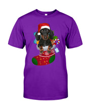 Load image into Gallery viewer, Dachshund In A Sock Christmas Cute Gift For Dachshunds Lovers Guys Tee