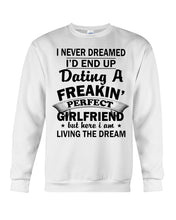 Load image into Gallery viewer, Boyfriends To Perfect Girlfriend Quote Couple T-Shirt Sweatshirt