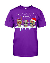 Load image into Gallery viewer, Merry Christmas Three Skulls Christmas T-Shirt Gift Guys Tee