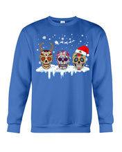 Load image into Gallery viewer, Merry Christmas Three Skulls Christmas T-Shirt Gift Sweatshirt