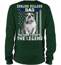 Load image into Gallery viewer, English Bulldog  - The Man - The Myth - The Legend Black T-Shirt Unisex Long Sleeve