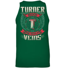 Load image into Gallery viewer, Turner Blood Runs Through Veins Black Quote Name T-Shirt Unisex Tank Top