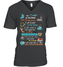 Load image into Gallery viewer, Crocheting Everywhere Black Quote T-Shirt Guys V-Neck