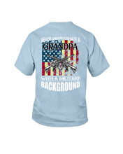 Load image into Gallery viewer, Never Underestimate A Grandpa Black T-Shirt Youth Tee