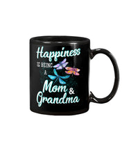 Load image into Gallery viewer, Happiness Is Being A Mom &amp; Grandma Black T-Shirt Mug