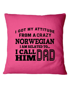 Attitude From Crazy Norwegian Dad Norway Love T-Shirt For Dad Pillow Cover