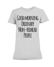 Load image into Gallery viewer, Redhead Good Morning White Mug Ladies Tee