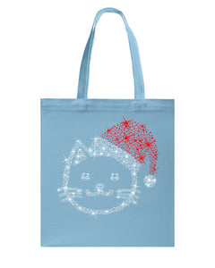 Cute Cat Face Christmas Gift For Cat Lovers T-Shirt Basketweave Tote Bag