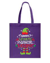Load image into Gallery viewer, Santa's Favorite Physical Therapist Black T-Shirt Basketweave Tote Bag