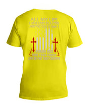 Load image into Gallery viewer, Lived By A Code Back Side T-Shirt Guys V-Neck