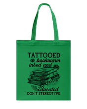 Load image into Gallery viewer, Tattooed Bookwarm Inked And Educated T-Shirt Basketweave Tote Bag