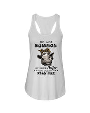 Load image into Gallery viewer, My Inner Heifer Doesn&#39;t Play Nice Funny Quote T-Shirt Ladies Flowy Tank