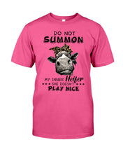 Load image into Gallery viewer, My Inner Heifer Doesn&#39;t Play Nice Funny Quote T-Shirt Guys Tee