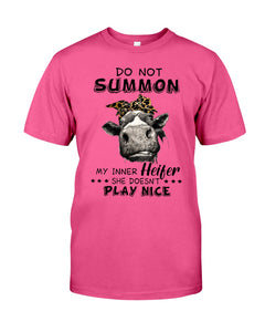 My Inner Heifer Doesn't Play Nice Funny Quote T-Shirt Guys Tee