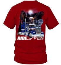 Load image into Gallery viewer, Ride With Pride Wolf Truck Black T-Shirt Guys V-Neck
