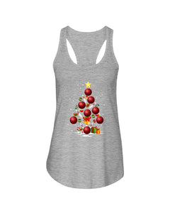 Bowling   Bowling Christmas Tree Christmas T-Shirt Ladies Flowy Tank