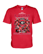 Load image into Gallery viewer, A Woman Loves Georgia Bulldogs Custom Tee Guys V-Neck