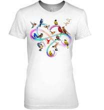 Load image into Gallery viewer, Bird Colorful Infinity Sign Ladies Tee