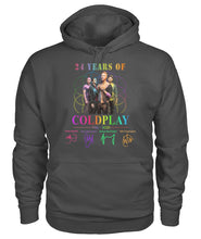 Load image into Gallery viewer, 24 Years Of Coldplay Black T-Shirt Hoodie