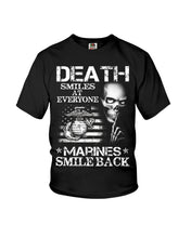 Load image into Gallery viewer, Death Smiles At Every Marines Smile Back Youth Tee