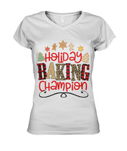 Load image into Gallery viewer, Holiday Baking Champion Christmas Custom Design Tshirt Ladies V-Neck