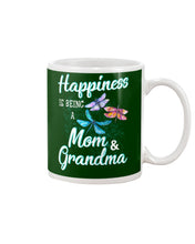 Load image into Gallery viewer, Happiness Is Being A Mom &amp; Grandma Black T-Shirt Mug