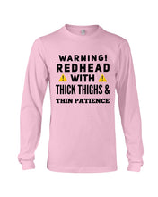 Load image into Gallery viewer, Warning Redhead With Thick Thighs Quote Mug Unisex Long Sleeve
