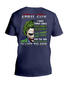 April Guy Joker Quiet Sweet Funny Crazy Black T-Shirt Guys V-Neck