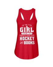 Load image into Gallery viewer, Girl Who Loves Hockey And Books Quote Name T-Shirt Ladies Flowy Tank