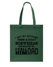 Load image into Gallery viewer, Attitude From Crazy Norwegian Dad Norway Love T-Shirt For Dad Basketweave Tote Bag