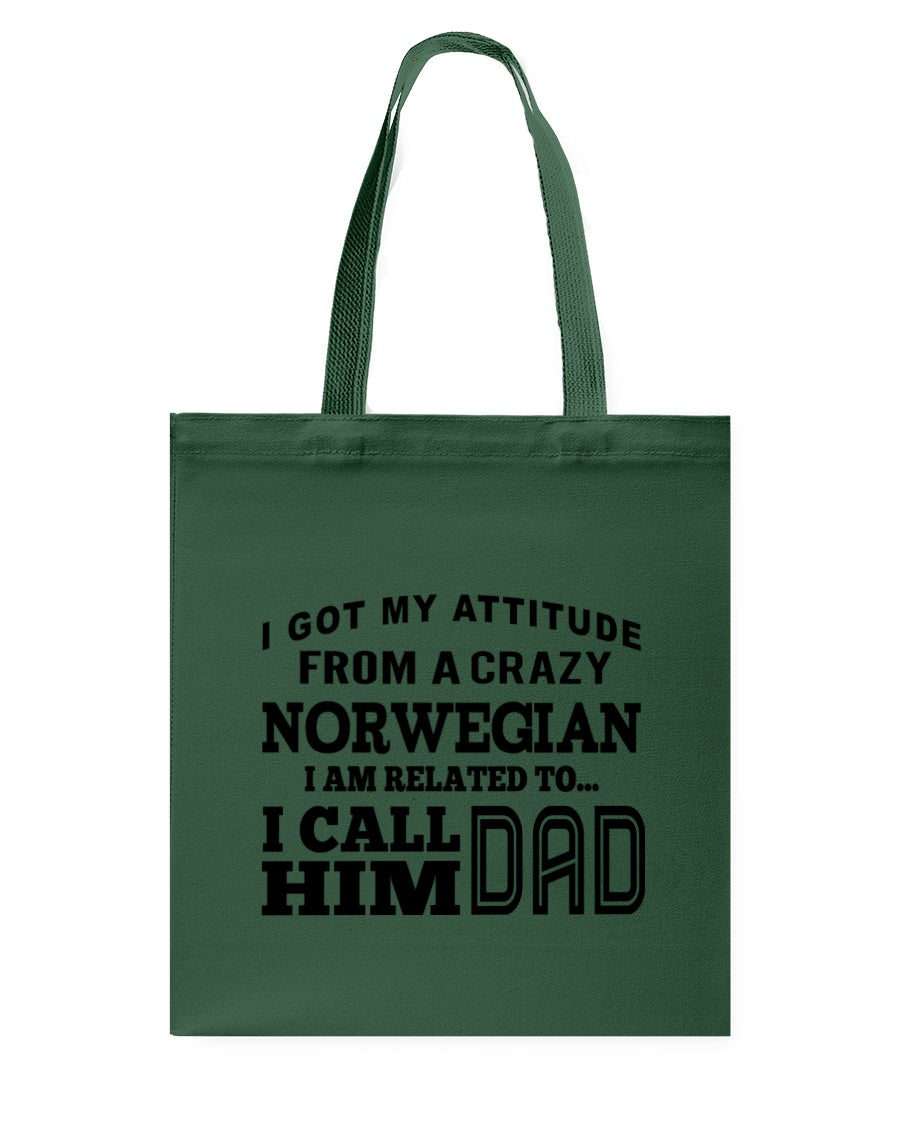 Attitude From Crazy Norwegian Dad Norway Love T-Shirt For Dad Basketweave Tote Bag