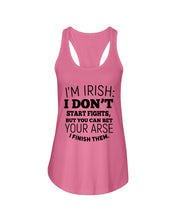 Load image into Gallery viewer, I'm Irish I Don't Start Fights For Irish Men Ladies Flowy Tank