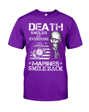 Load image into Gallery viewer, Death Smiles At Every Marines Smile Back Guys Tee